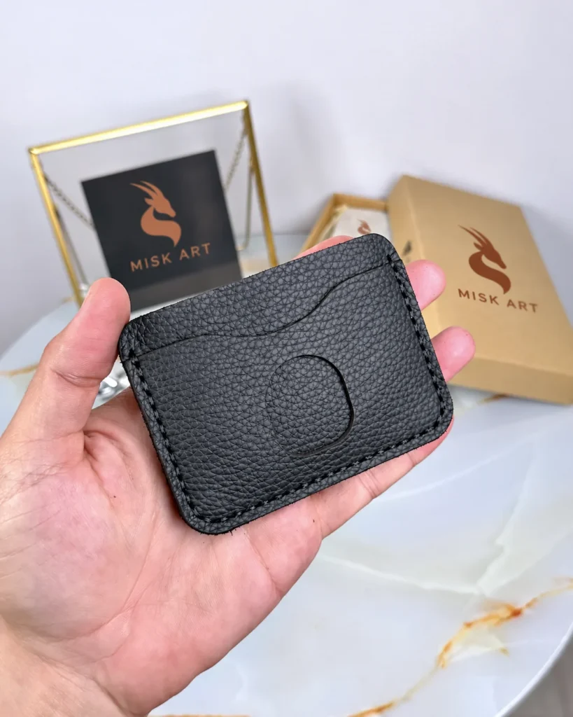 MISK ART Hand-Stitched Leather Card Holder — Black, Guti, 2066 — product detail