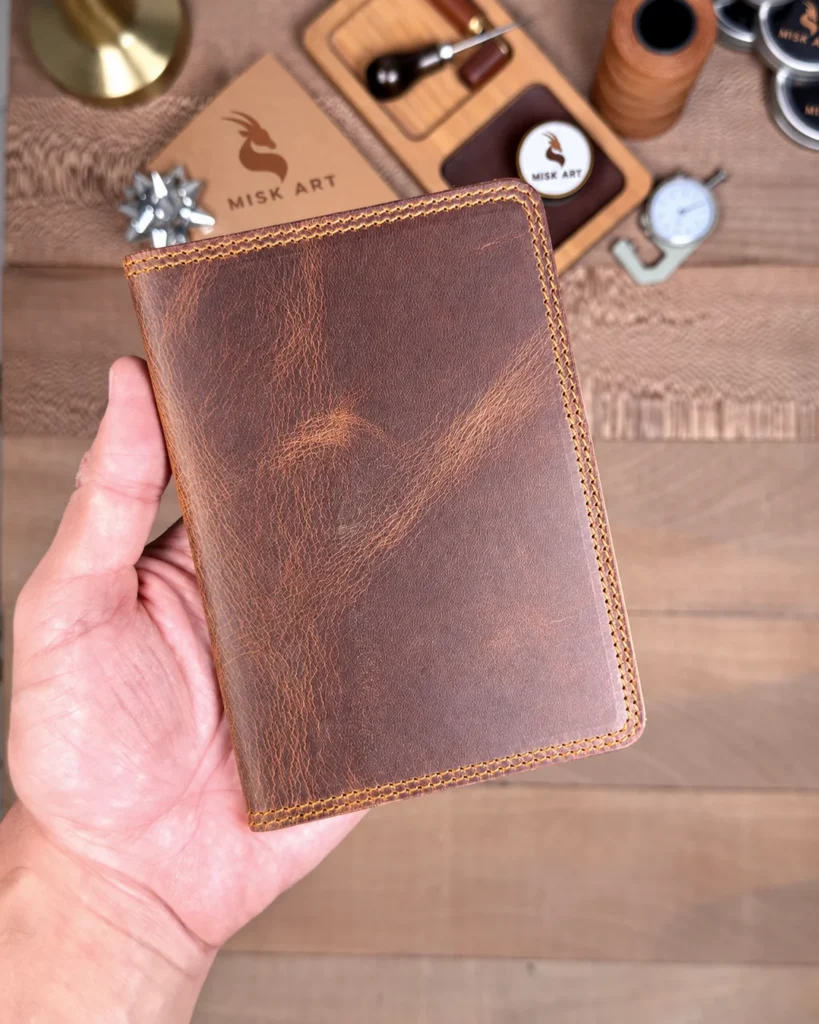 MISK ART Leather Passport Cover & Luggage Tag — Hazelnut Brown, 2038 — product detail