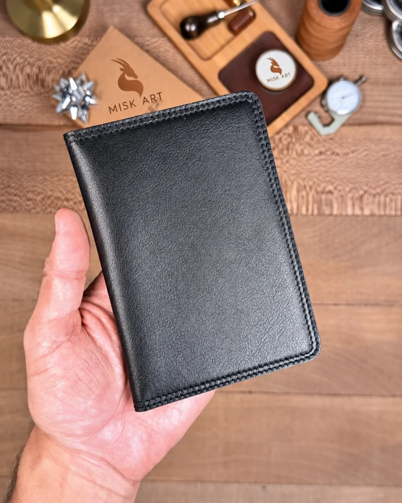 MISK ART Leather Passport Cover & Luggage Tag — Glossy Black, 2038 — product detail