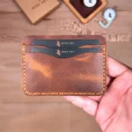 MISK ART Hand-Stitched Leather Card Holder — Hazelnut Brown, 2066 — product detail