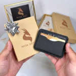 MISK ART Hand-Stitched Leather Card Holder — Black, Guti, 2066 — product detail