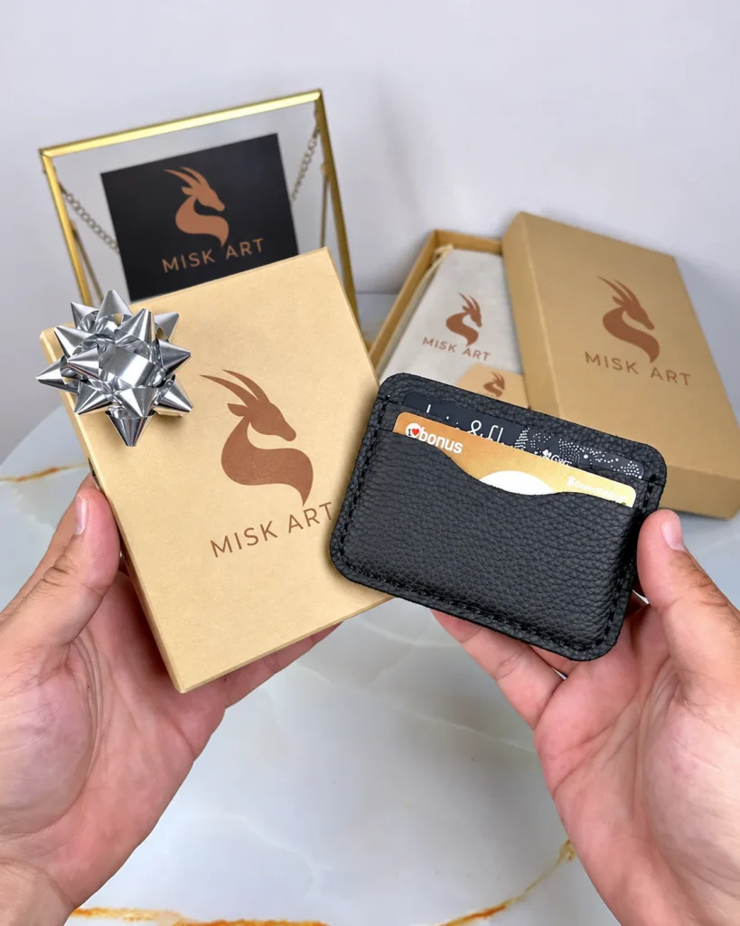 MISK ART Hand-Stitched Leather Card Holder — Black, Guti, 2066 — product detail