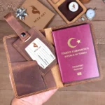 MISK ART Leather Passport Cover & Luggage Tag — Hazelnut Brown, 2038 — product detail