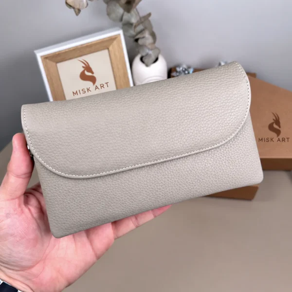 MISK ART Women's Leather Handbag — Taupe, 2135 — product detail