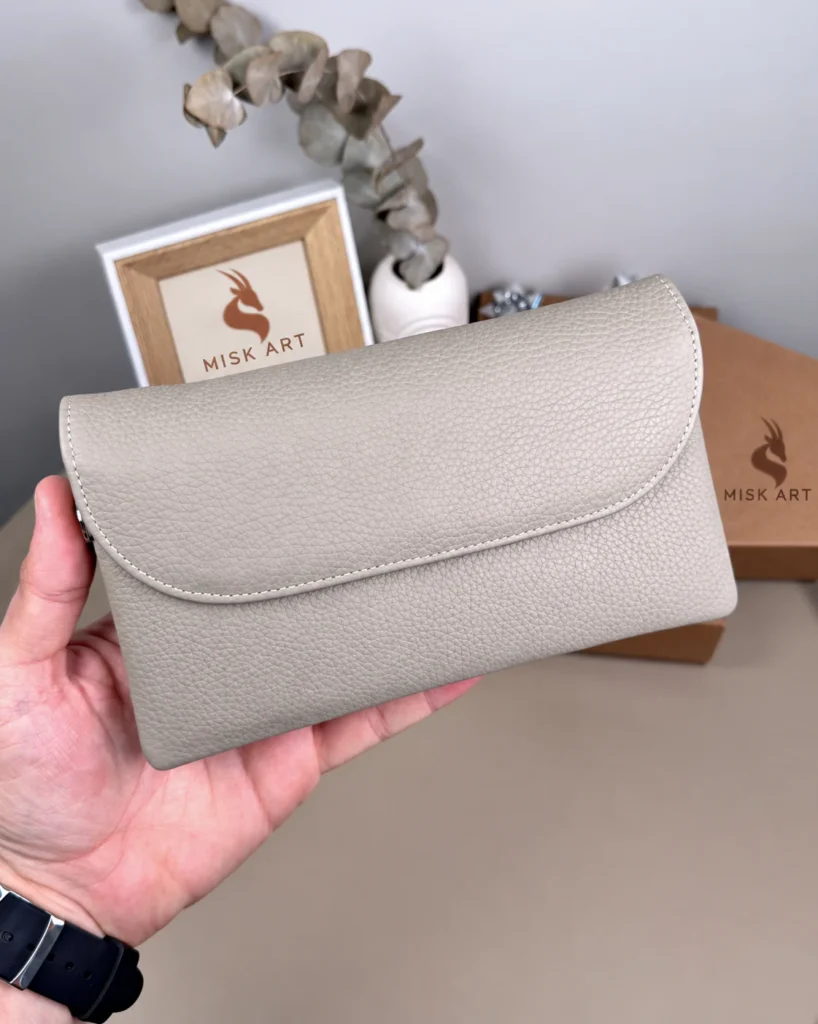 MISK ART Women's Leather Handbag — Taupe, 2135 — product detail
