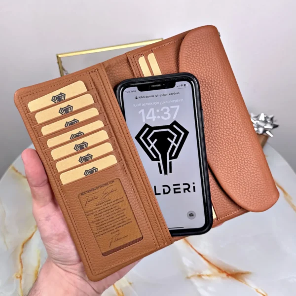 Leather Phone Wallet — Cognac, 2049 — product view 1