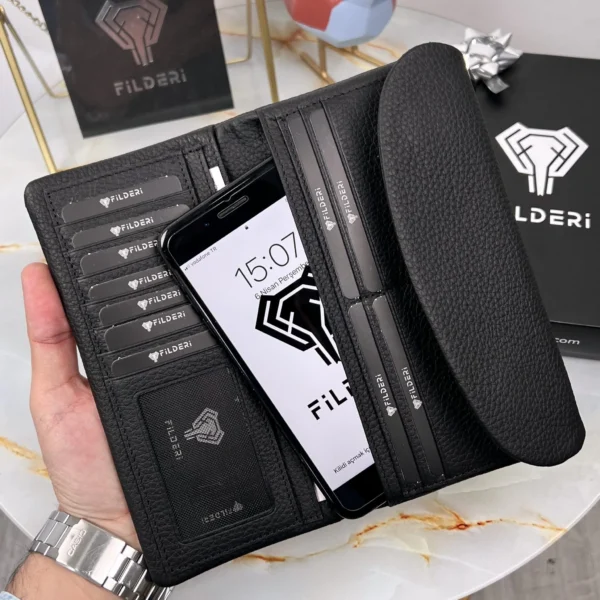 Leather Phone Wallet — Black, Guti, 2049 — product view 1
