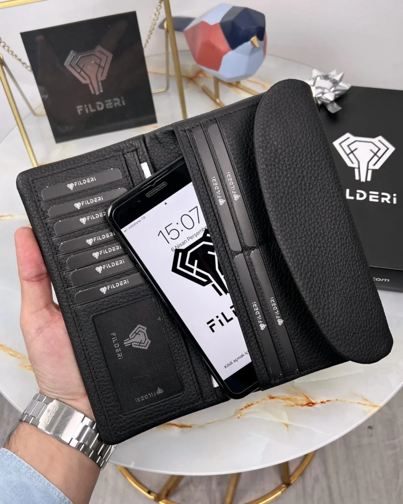 Leather Phone Wallet — Black, Guti, 2049 — product view 1