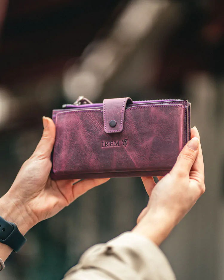 Leather Phone Wallet — Purple, 2032 — product view 1