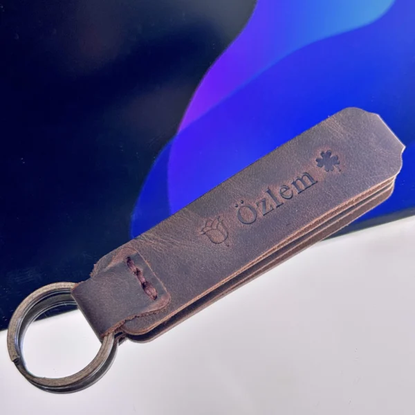 Leather Keyring — Brown — product view 1