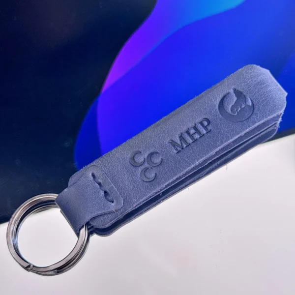 Leather Keyring — Navy — product view 1