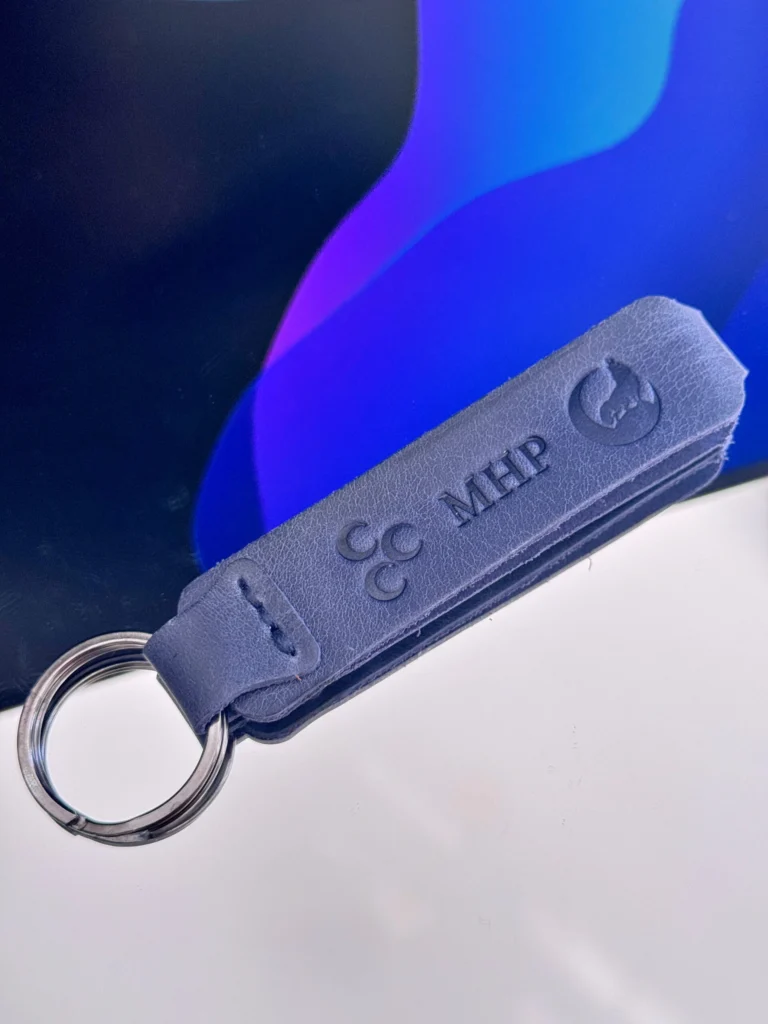 Leather Keyring — Navy — product view 1