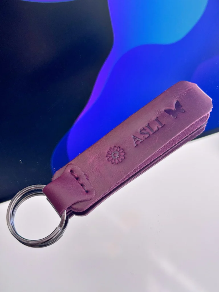 Leather Keyring — Burgundy — product view 1