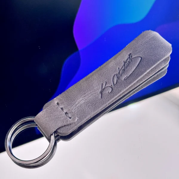 Leather Keyring — Gray — product view 1