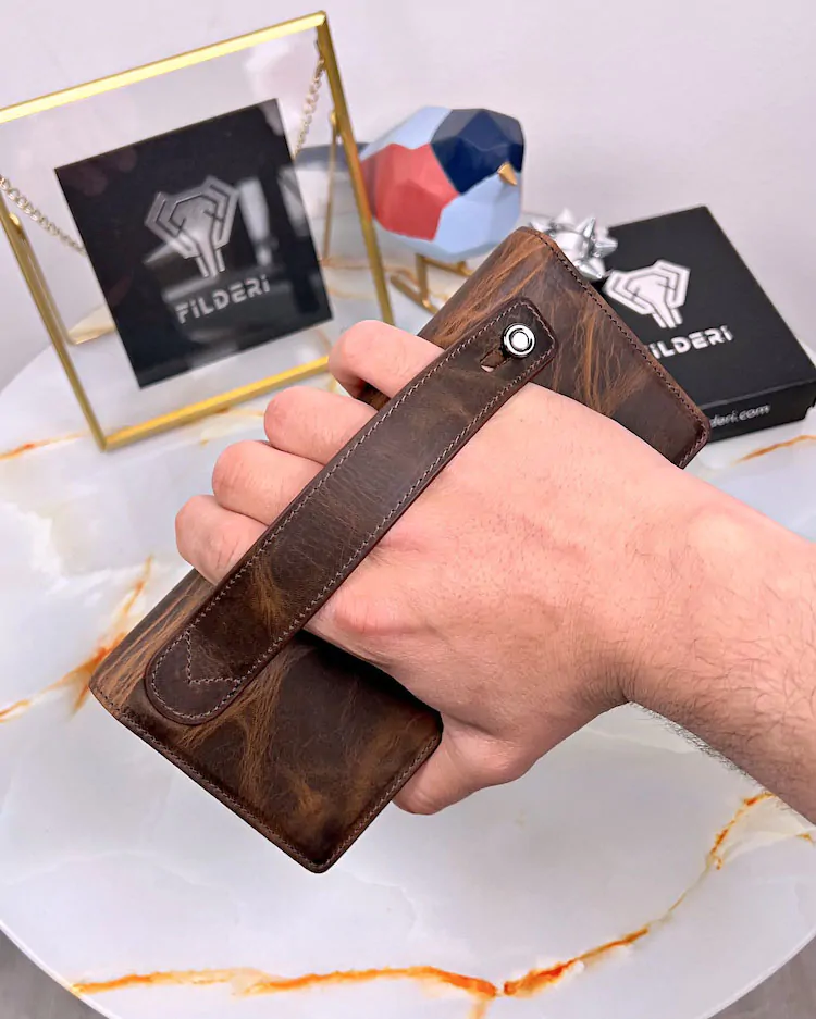 Leather Phone Wallet — Brown, 2028 — product view 2