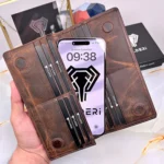 Leather Phone Wallet — Brown, 2028 — product view 1