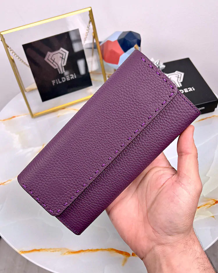 Women's Leather Wallet — Purple, Guti, 2022 — product view 2