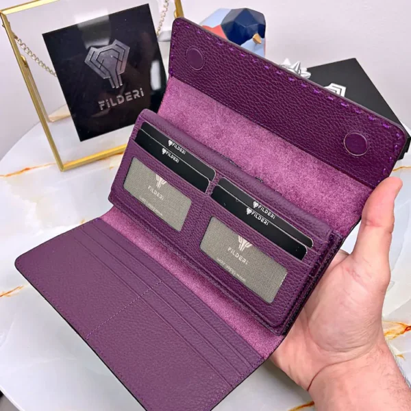 Women's Leather Wallet — Purple, Guti, 2022 — product view 1