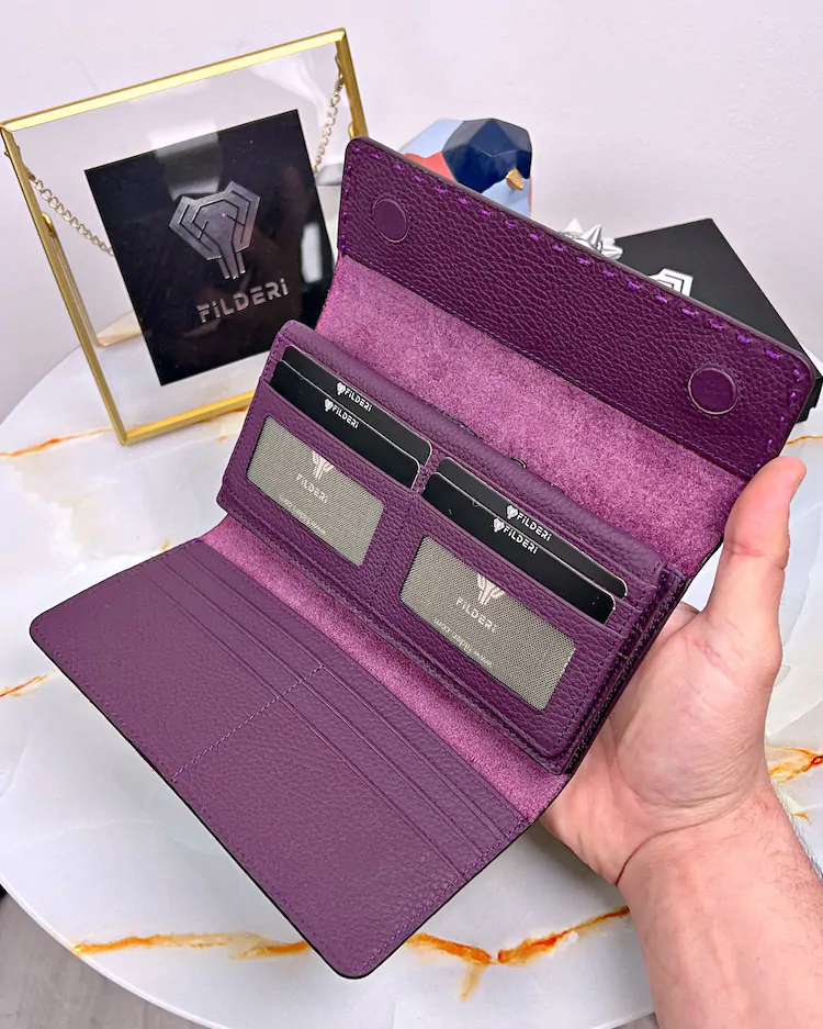 Women's Leather Wallet — Purple, Guti, 2022 — product view 1