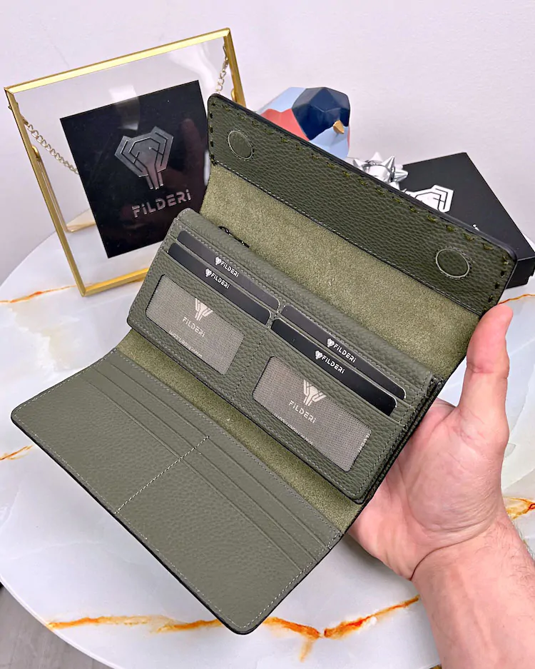 Leather Wallet — Khaki, Guti, 2022 — product view 1