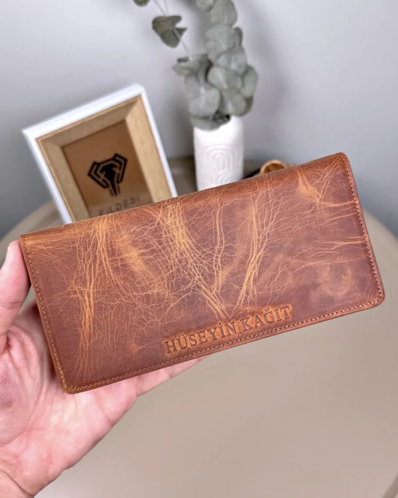 Leather Phone Wallet — Hazelnut Brown, 2028 — product view 2