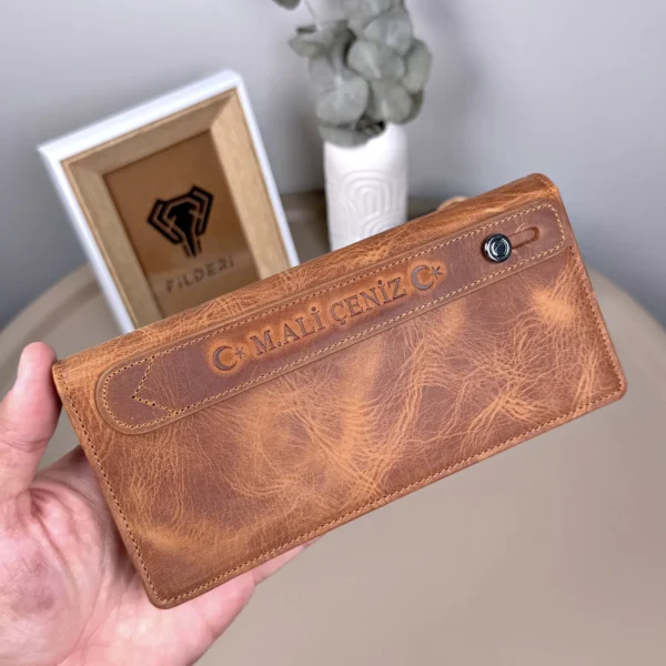 Leather Phone Wallet — Hazelnut Brown, 2028 — product view 1
