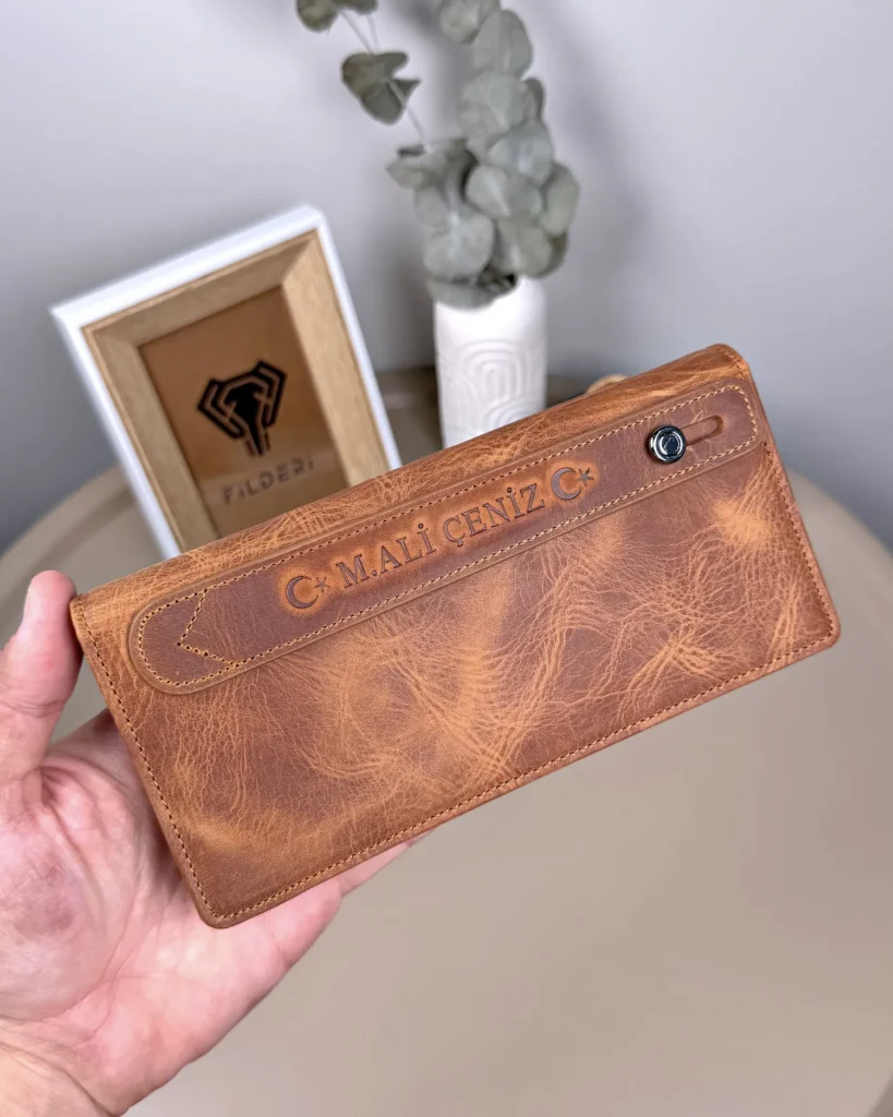 Leather Phone Wallet — Hazelnut Brown, 2028 — product view 1