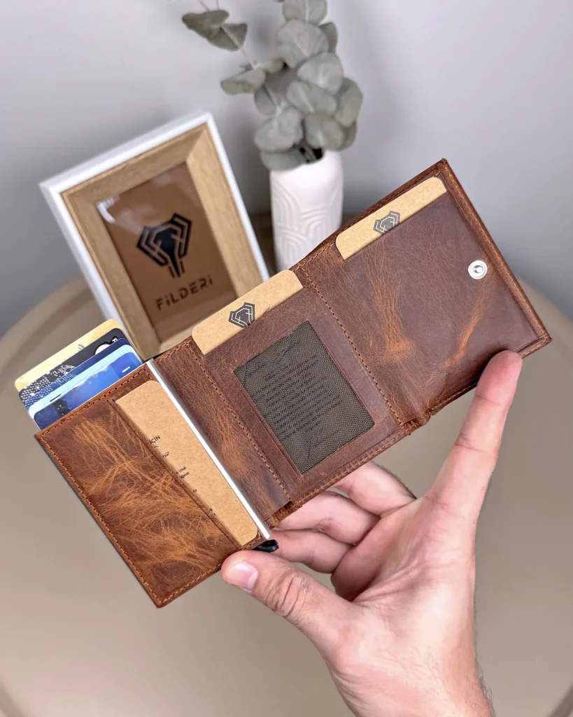 Leather Pop-up Wallet — Hazelnut Brown, 2001 — product view 2