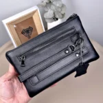 Men's Leather Handbag — Glossy Black, 2113 — product view 1