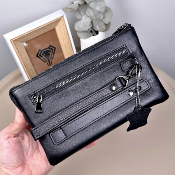 Men's Leather Handbag — Glossy Black, 2113 — product view 1