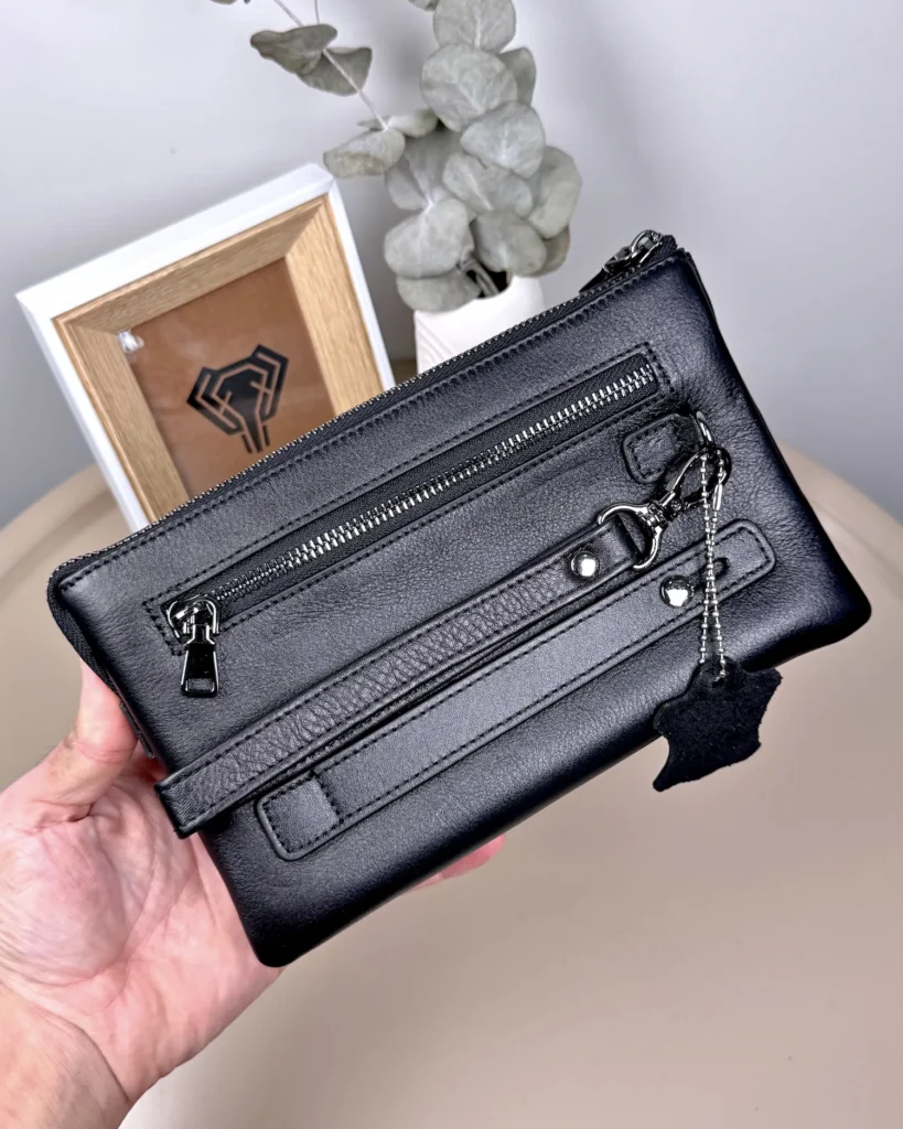 Men's Leather Handbag — Glossy Black, 2113 — product view 1