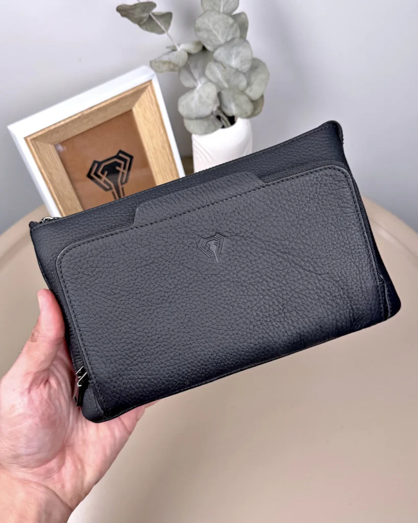 Men's Leather Handbag — Matte Black, 2113 — product view 2