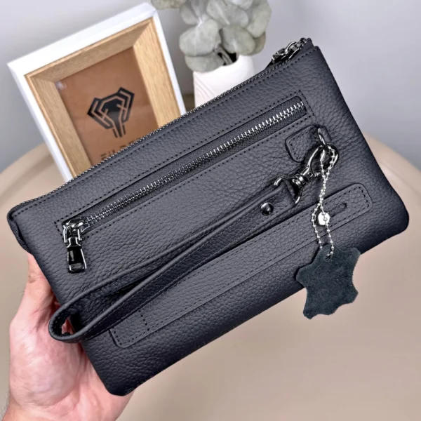 Men's Leather Handbag — Matte Black, 2113 — product view 1