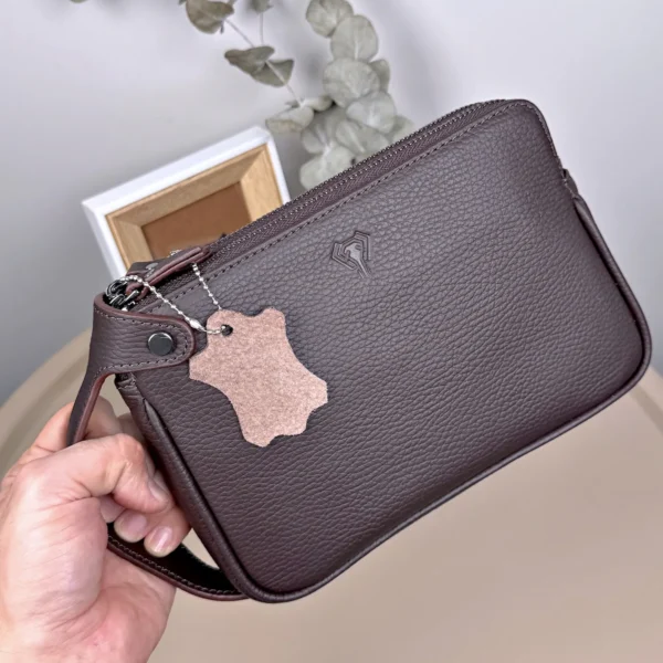 Men's Leather Handbag — Matte Brown, 2101 — product view 1