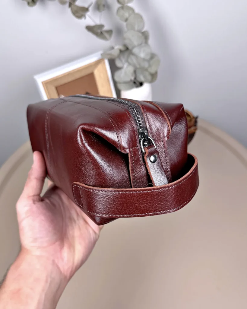 Leather Handbag — Glossy Brown, 2057 — product view 2