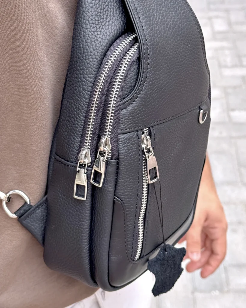 Leather Crossbody Bag — Black, 2083 — product view 2