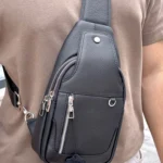 Leather Crossbody Bag — Black, 2083 — product view 1