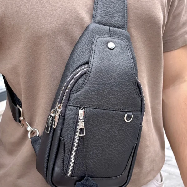 Leather Crossbody Bag — Black, 2083 — product view 1