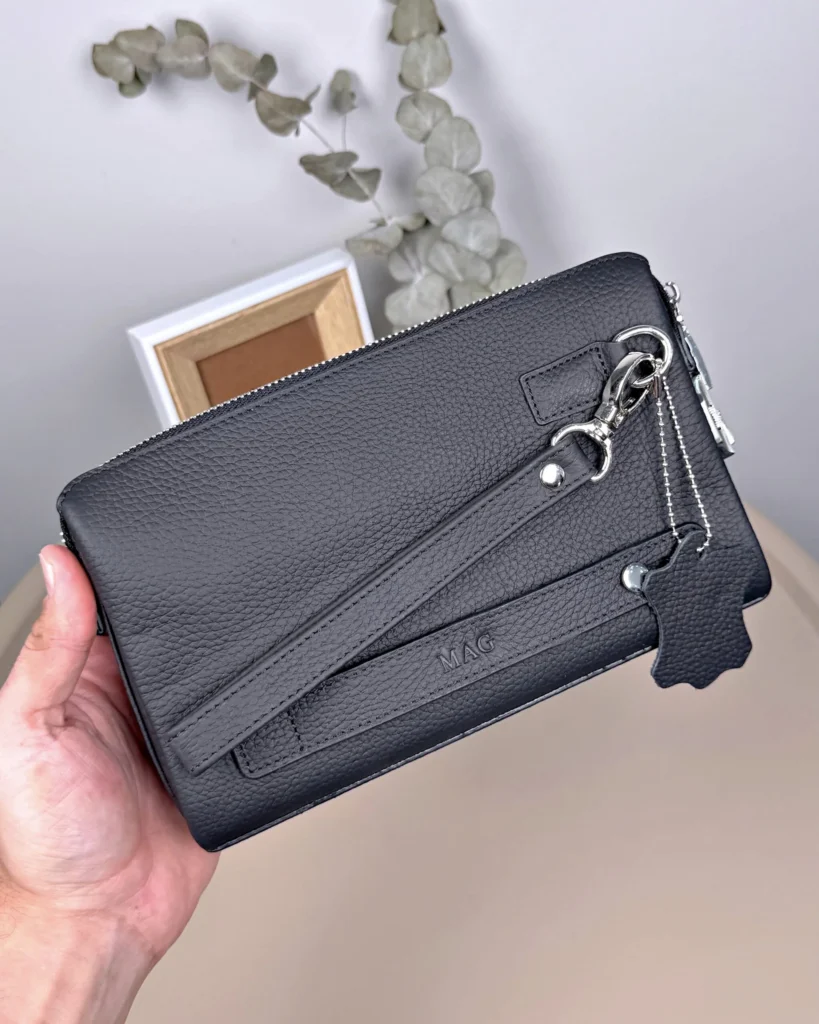 Men's Leather Handbag — Matte Black, 2105 — product view 2