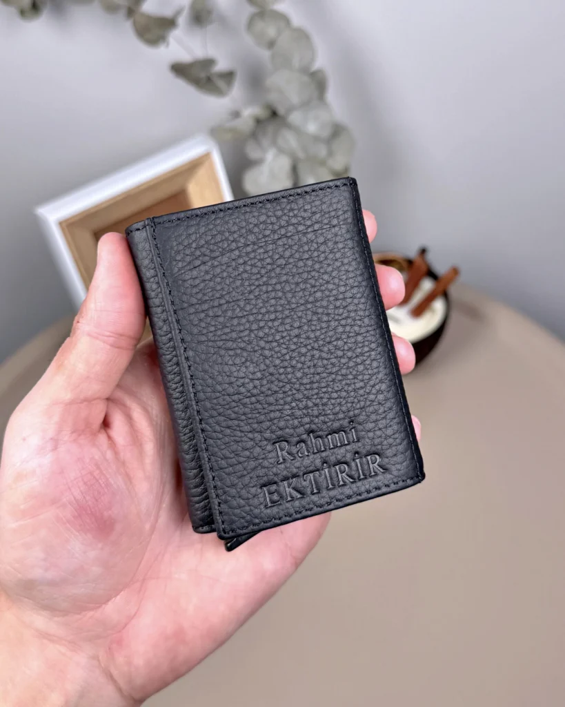 Leather Pop-up Wallet — Black, Guti, 2001 — product view 2