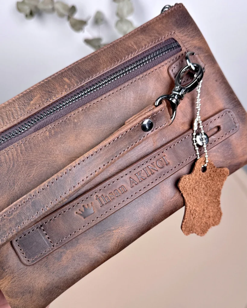 Distressed Men's Leather Handbag — Brown, 2113 — product view 2