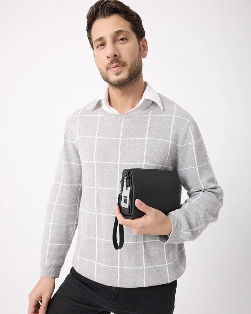 Men's Leather Handbag — Black, 2125 — product view 1