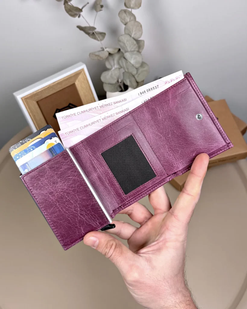 Leather Pop-up Wallet — Purple, Tiguen, 2001 — product view 2