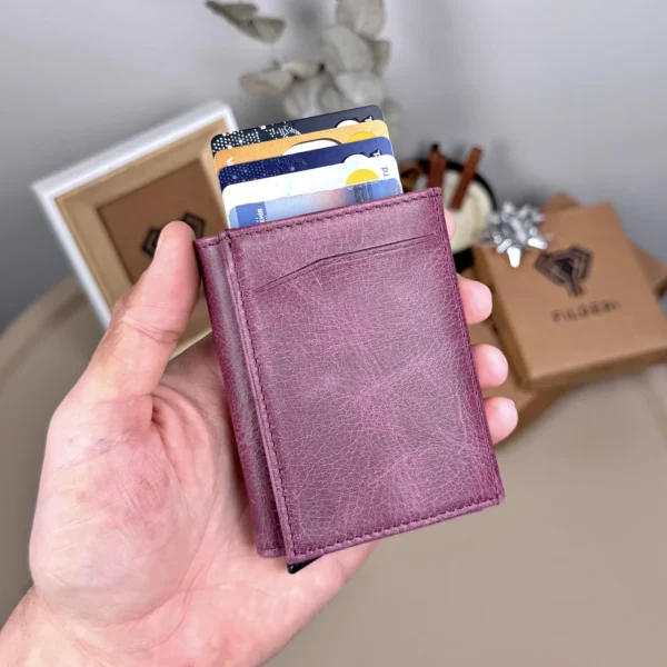 Leather Pop-up Wallet — Purple, Tiguen, 2001 — product view 1