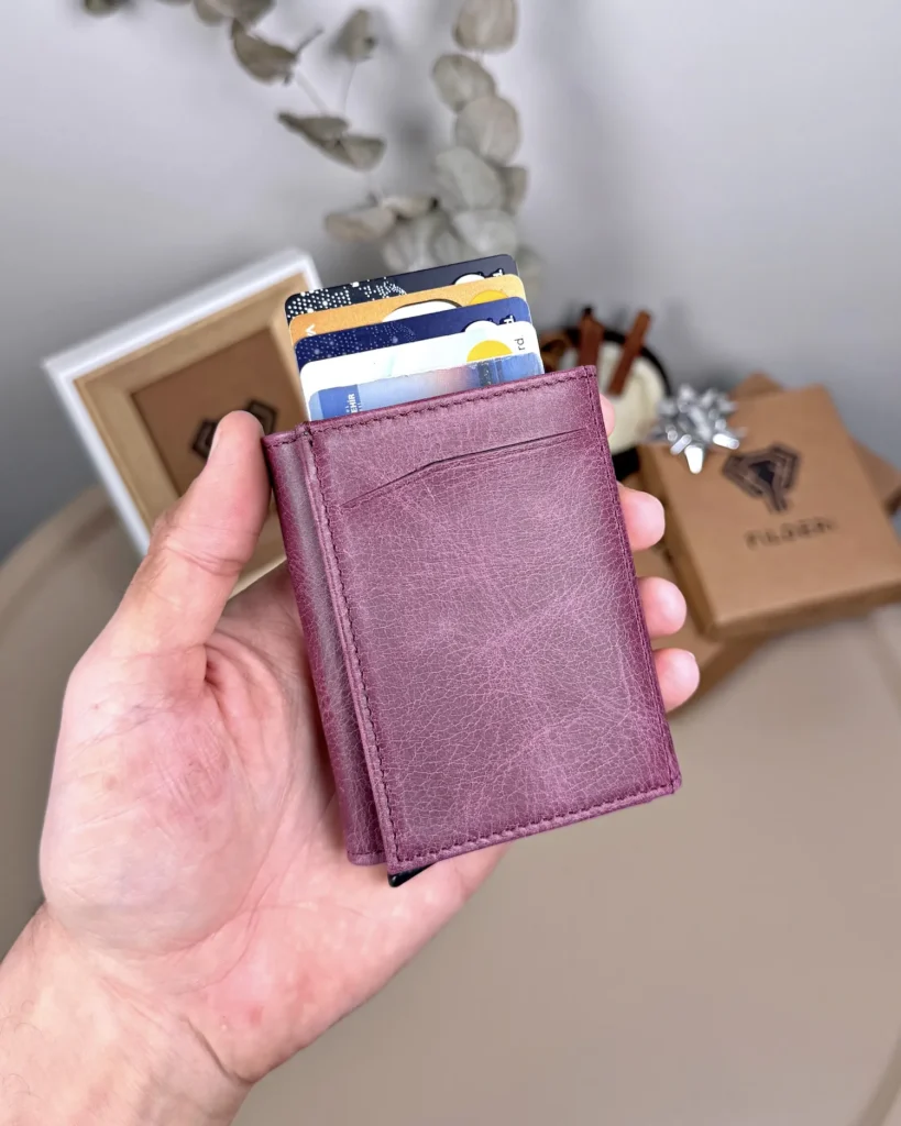 Leather Pop-up Wallet — Purple, Tiguen, 2001 — product view 1