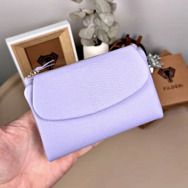 Compact Women's Leather Wallet — Lilac, 2064 — product view 1