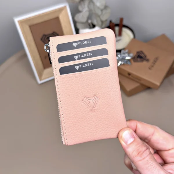 Slim Zip Leather Card Holder — Pink, 2126 — product view 1