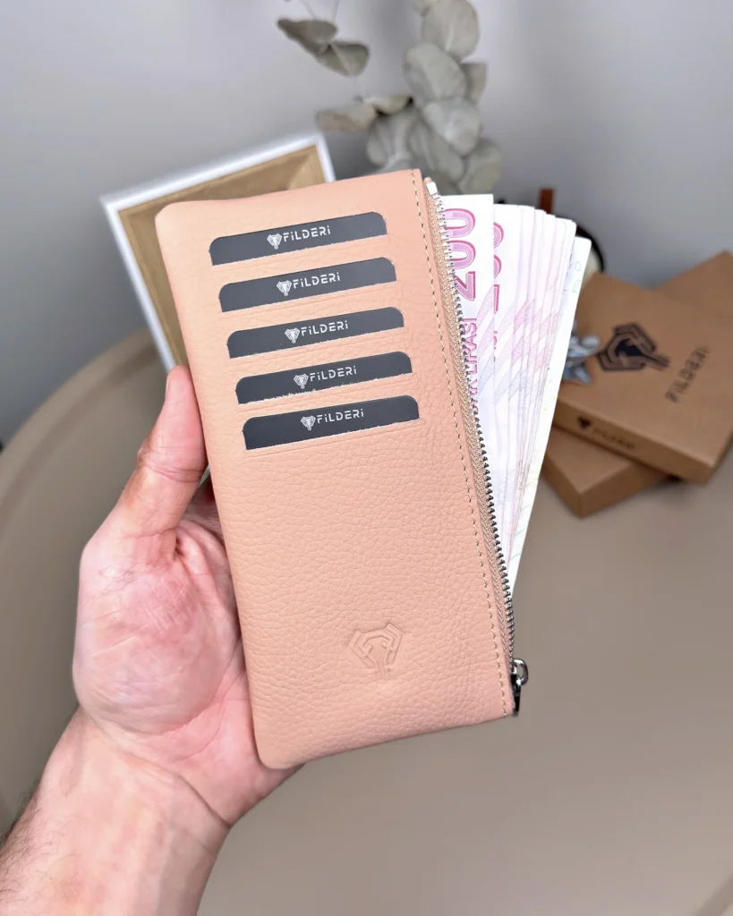 Long Zip Leather Card Holder — Blush, 2127 — product view 1