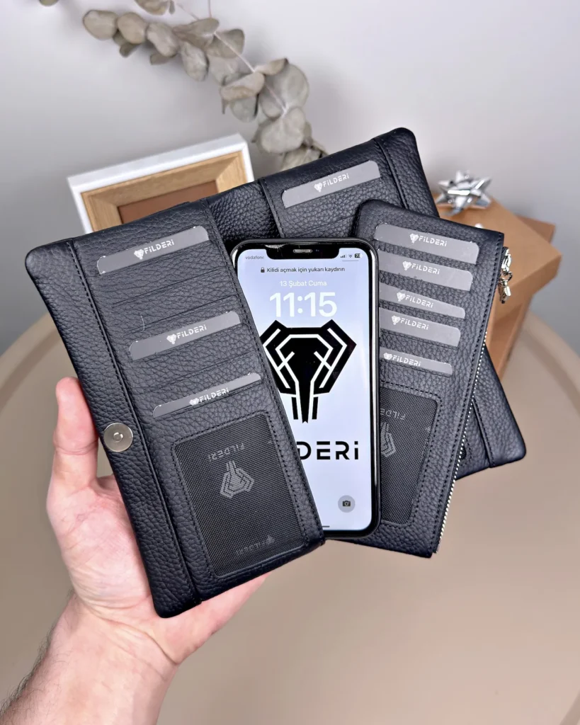 Leather Phone Wallet — Black, 2134 — product view 2
