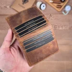 Magnetic Leather Card Holder — Hazelnut Brown, 2138 — product view 1